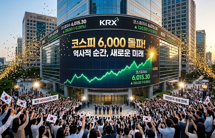 대한민국 증시 코스피가 6000지수를 넘었다